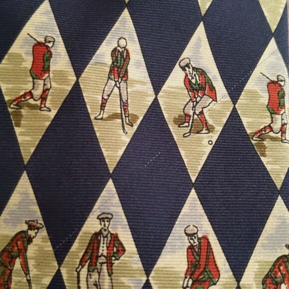 Golf Necktie Blue and White Diamond Pattern Pierre Cardin - Picture 2 of 5